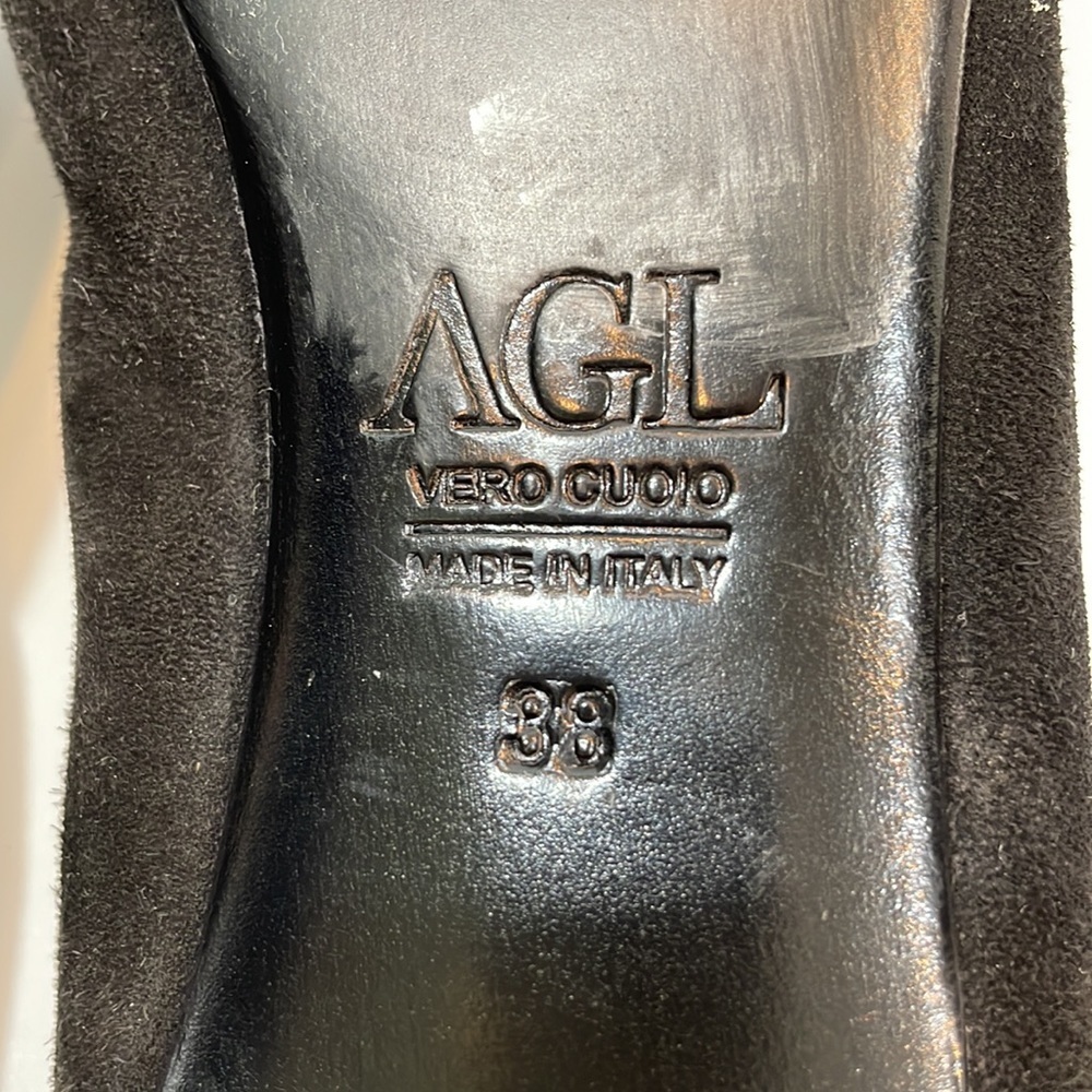 AGL Attilio Giusti Leombruni Shoes 38 Made In Italy Black Leather Dress Pump - Picture 8 of 13